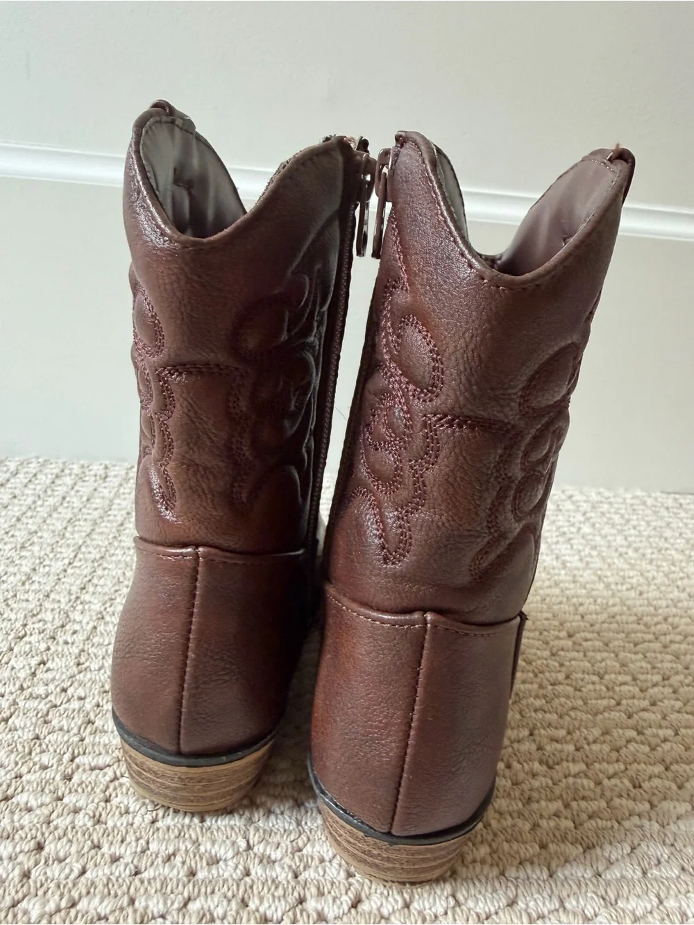 Cat & Jack Brown Girls' Western Zip-Up Cowboy Boots